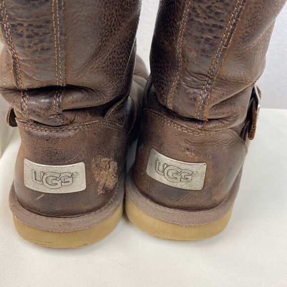 ugg kensington products for sale | eBay Ugg Brown Leather 5678 Kensington Biker Moto Fleece Lined Calf Height Boots 7